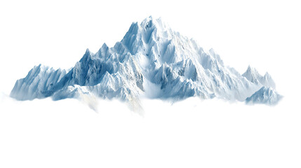 Winter Mountain Peak Snowy Landscape, Dramatic Sky and Ice for Majestic Nature Themes, isolated on transparent background.
