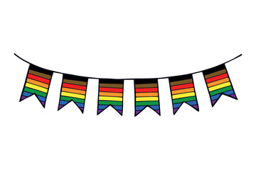 Obraz premium Colorful garland Gay pride flag Happy pride day LGBTQ community Pride Month Vector hand drawn doodle for posters, stickers, logo, cards