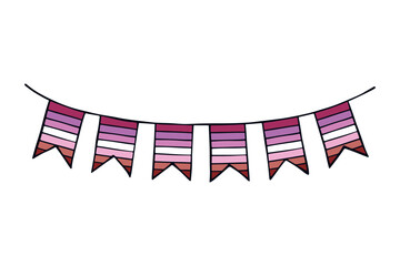 Obraz premium Colorful garland Lesbian pride flag Happy pride day LGBTQ community Pride Month Vector hand drawn doodle for posters, stickers, logo, cards