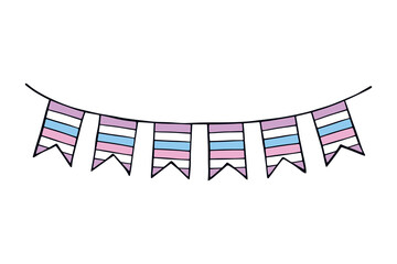 Obraz premium Colorful garland Intersex pride flag Happy pride day LGBTQ community Pride Month Vector hand drawn doodle for posters, stickers, logo, cards