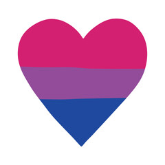 Colorful heart shape Bisexual pride flag Happy pride day LGBTQ community Pride Month Vector hand drawn doodle for posters, stickers, logo, cards