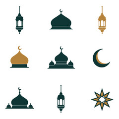 Mosque backdrop prayer graphic Islamic symbols mosque silhouette of a Muslim lady