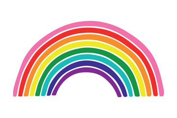 Colorful rainbow shape Gay pride flag Happy pride day LGBTQ community Pride Month Vector hand drawn doodle for posters, stickers, logo, cards