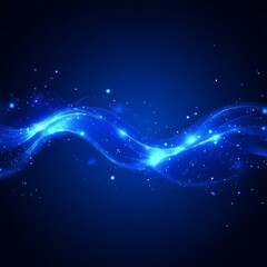 Obraz premium Abstract Futuristic Blue Wave Background With Glowing Light Trails, Data Flow Particles