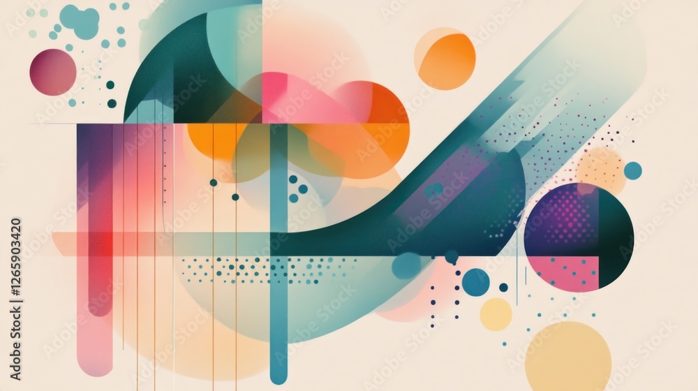 Poster harmonious abstract composition with geometric shapes and subtle color palette