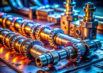 Obraz premium Macro Close-Up: Disassembled Camshaft - Auto Repair Service Center