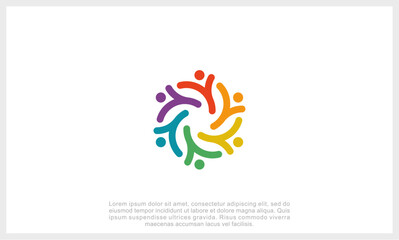 Community logo icon vector isolated. Abstract people colorful logo icon design minimal style illustration.