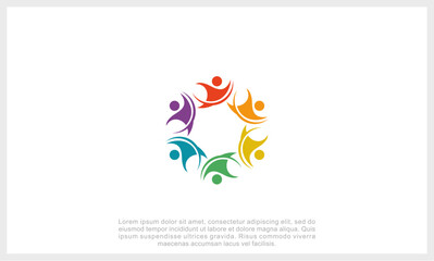 Community logo icon vector isolated. Abstract people colorful logo icon design minimal style illustration.