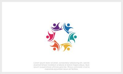 Community logo icon vector isolated. Abstract people colorful logo icon design minimal style illustration.