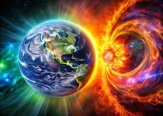 Macrocosm: Earth's Resilient Dance with Solar Storms - A Captivating Circular Motion