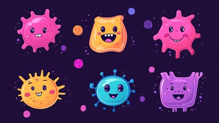 Animated Cute Germs, Bacteria, and Viruses Set