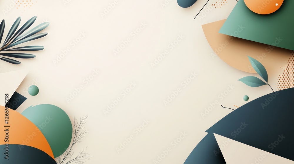 Poster elegant abstract background with geometric shapes and botanical elements