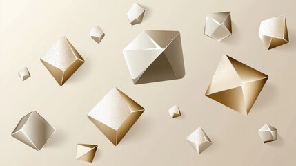 Elegant Geometric Abstraction: Golden Diamond Shapes on Cream Background