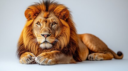 Obraz premium A regal lion on white background 