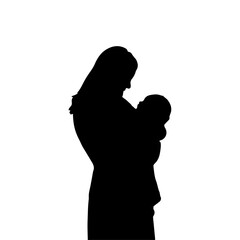 mother with child silhouttee