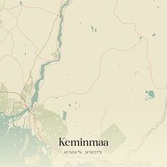 Obraz premium Vintage map of Keminmaa, Finland.