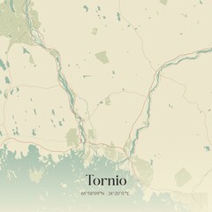 Obraz premium Vintage map of Tornio, Finland.