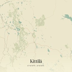 Vintage map of Kittilä, Finland.