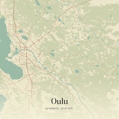Obraz premium Vintage map of Oulu, Finland.