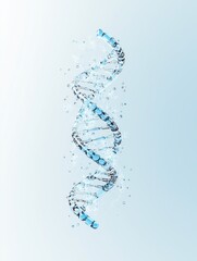Glass 3D dna molecule in gray-blue cold colors