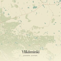 Vintage map of Ylikiiminki, Finland.
