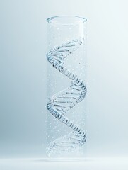Glass 3D dna molecule in gray-blue cold colors