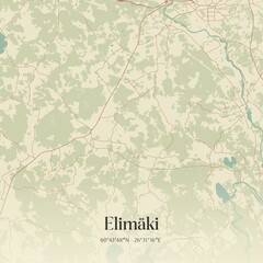 Vintage map of Elimäki, Finland.