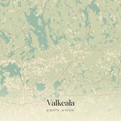 Vintage map of Valkeala, Finland.