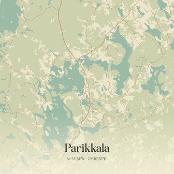 Vintage map of Parikkala, Finland.