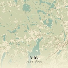 Vintage map of Pohja, Finland.