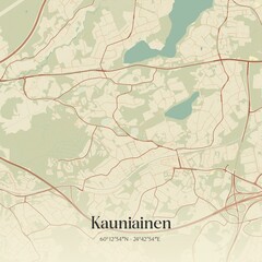 Vintage map of Kauniainen, Finland.