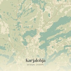 Vintage map of Karjalohja, Finland.