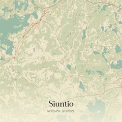 Vintage map of Siuntio, Finland.