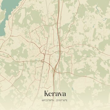 Vintage map of Kerava, Finland.
