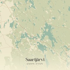 Vintage map of Saarijärvi, Finland.