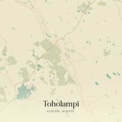 Vintage map of Toholampi, Finland.
