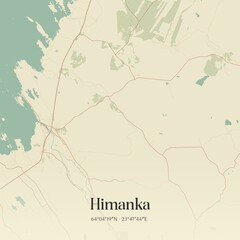 Obraz premium Vintage map of Himanka, Finland.