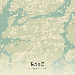 Vintage map of Kemiö, Finland.