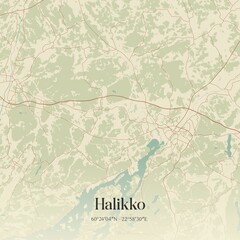 Vintage map of Halikko, Finland.