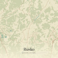 Vintage map of Rusko, Finland.