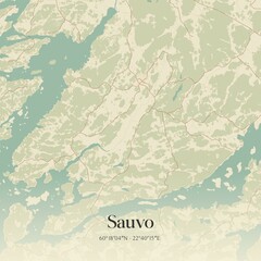 Vintage map of Sauvo, Finland.
