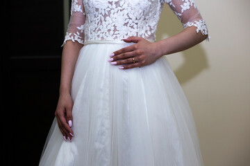 Beautiful wedding dress. Close-up