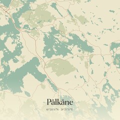 Vintage map of Pälkäne, Finland.