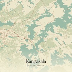 Vintage map of Kangasala, Finland.