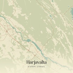 Vintage map of Harjavalta, Finland.