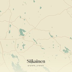 Vintage map of Siikainen, Finland.