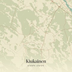 Vintage map of Kiukainen, Finland.