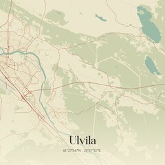 Vintage map of Ulvila, Finland.