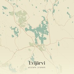 Vintage map of Evijärvi, Finland.