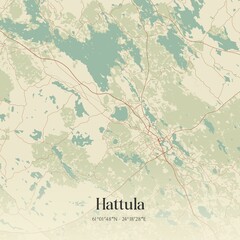 Vintage map of Hattula, Finland.